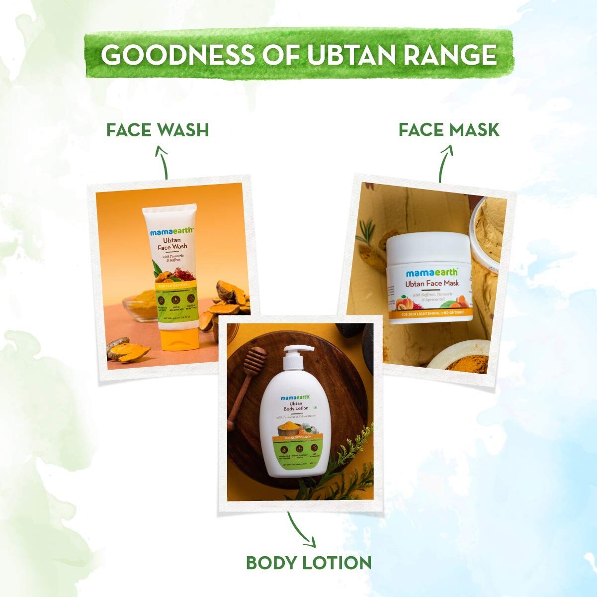 Mamaearth Ubtan Natural Face Wash for All Skin Type Turmeric & Saffron 100 ml